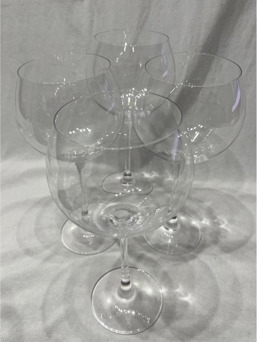 Set Of 4 Tall Balloon Style Crystal Clear Wine Glass